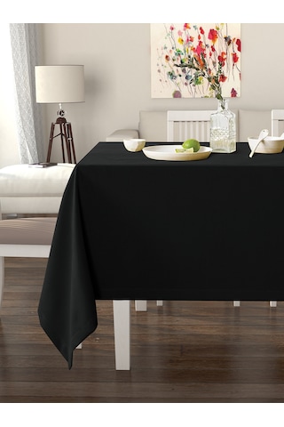 Siyah Renk Masa Örtüsü Kadife Dokulu Leke Tutmaz Siyah
