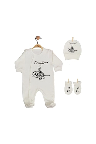 Pia Baby Gl 1953-02 İsme Özel Beşli Tulum Set Krem