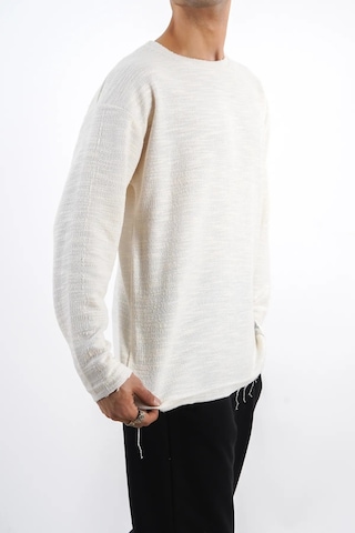 Erkek İnce Uzun Kollu Oversize Sweat Ekru