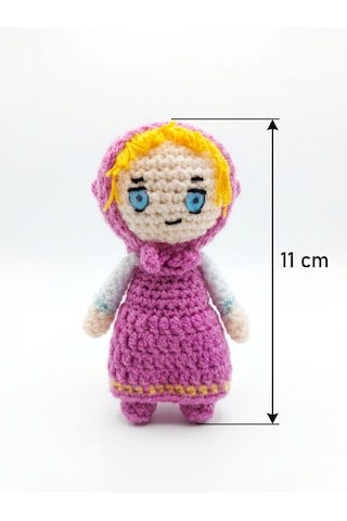 Afacan Kız Amigurumi Örgü Oyuncak -Çizgi Film Karakteri Hediyelik Figür 11 Cm