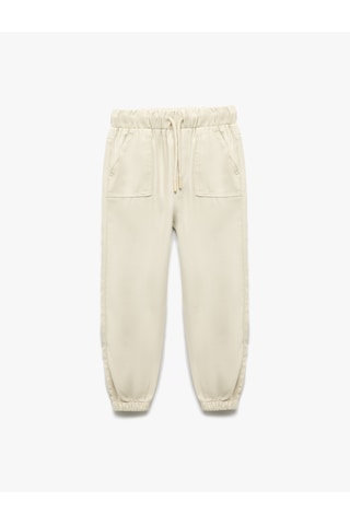 Koton Beli Bağcıklı Cepli Basic Viskon Jogger Eşofman Altı Bej 5smb40034tw Ekru