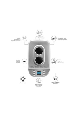 Karaca Bake XL Ekmek Reçel Yoğurt Yapma Makinesi 1500 G + 45 Tarifli Kitapçık