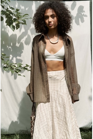 Mai Collection Mai Studios Co. Syaritta Oversize Kahve Transparan Gömlek Kahve
