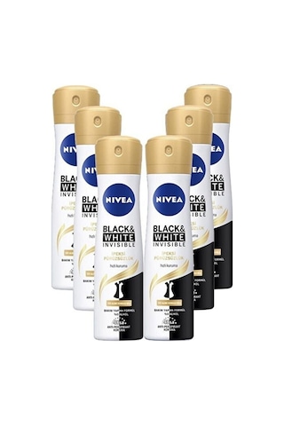 Nivea Black & White Invisible İpeksi Pürüzsüzlük Kadın Sprey Deodorant 6 x 150 ML