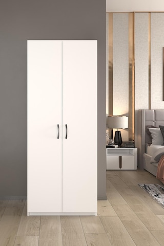 Oskar 2 Kapaklı Elbise Dolabı-2 Kapılı Gardırop Beyaz