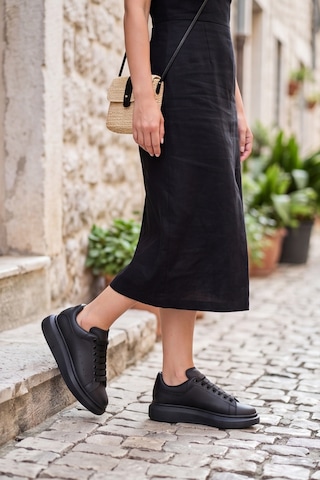 Liaquenn - Rahat Ve Hafif Yüksek Tabanlı Yürüyüş Günlük Spor Giy Çık Unisex Sneaker Ayakkabı - K... Siyah