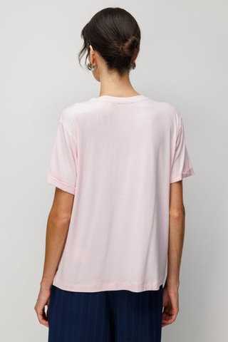 On At Baskılı Sıfır Yaka Tişört T-shirt Pembe