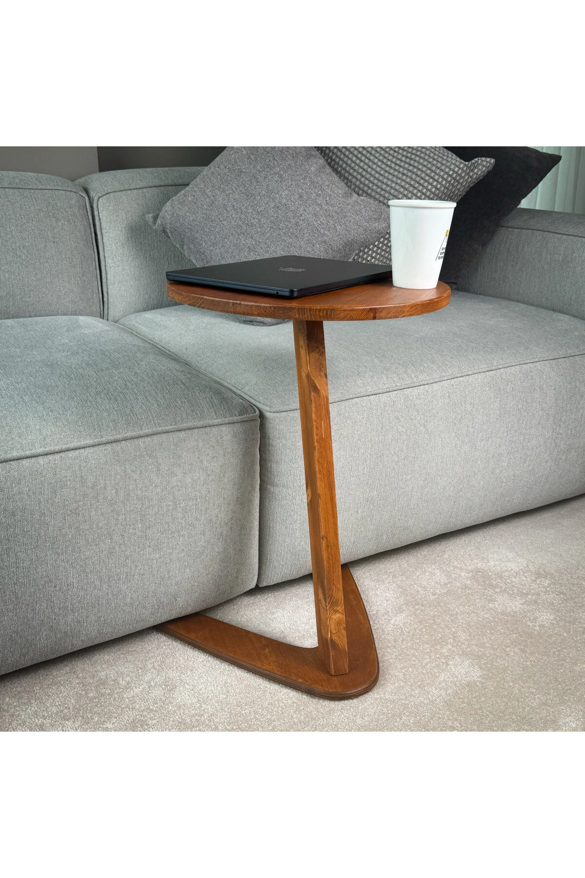 Furnirem Masif Çam Ahşap Z Sehpa Kanepe Yanı Modern Sehpa 35x55 Cm Kestane