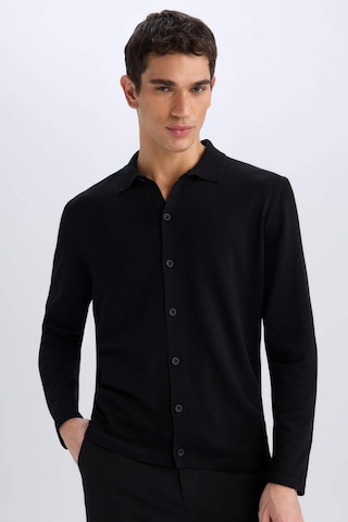 DeFacto Standart Fit Polo Yaka Düğmeli Triko Hırka E8399AX24CWBK27 Siyah