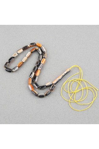 Galalit Arpa Kesim 7x12mm Tesbih -püskülsüz Kahverengi - Siyah