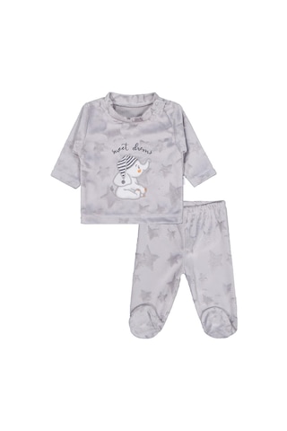 Albimini Minidamla Filli Nakış Patikli 2li 1-6 Ay Pijama Takımı - Gri