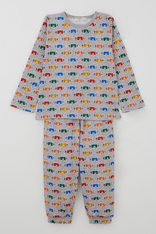 Breeze Erkek Çocuk Pijama Takımı Renkli Kayakçı Gözlüğü Desenli 1-3 Yaş, Gri Melanj Gri Melanj