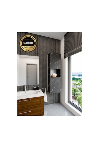 Lisa Banyo Dolabı Duvara Monte Raflı Mdf Siyah