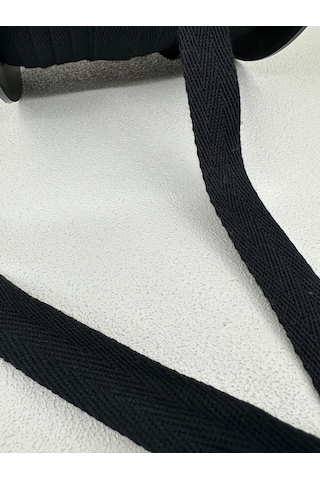 2 Cm Pamuk Balıksırtı Şerit-5 Metre-siyah/kalın