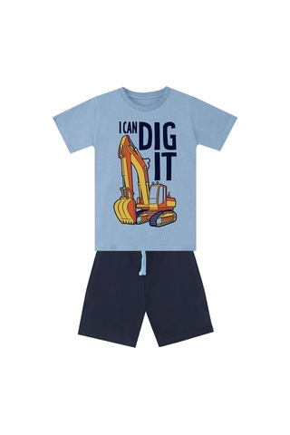 Denokids Mushi Kepçe İşte Erkek Çocuk T-shirt Şort Takım Çok Renkli