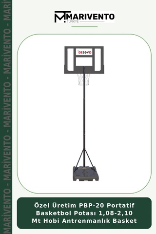 Özel Üretim Pbp-20 Portatif Basketbol Potası 1,08-2,10 Mt Hobi Antrenmanlık Basket