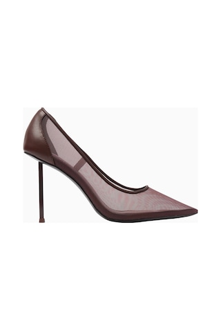 Femme La Colette 100 Burgundy Vegan Mesh Sivri Burunlu, Stiletto Topuklu Şık Kadın Ayakkabı Bordo