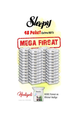 Sleepy 90'lı Extra Islak Bebek Havlusu Mega 48 Paket Ve Rosie Hediye Tekli