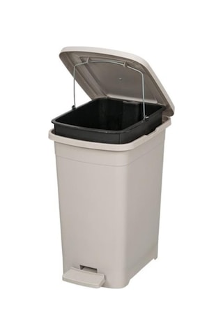 Omnipazar Elf-i342 Slim Pedallı Plastik Çöp Kovası İç Kovalı 25 Lt Gri