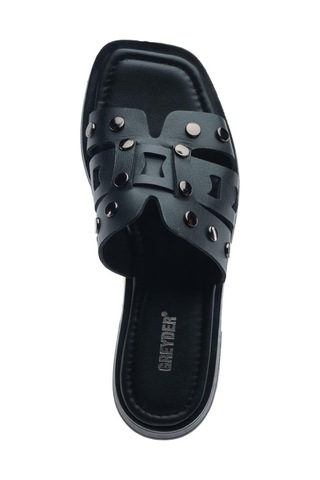 Greyder 59250 Siyah Hakiki Deri Kadın Terlik -813 Siyah