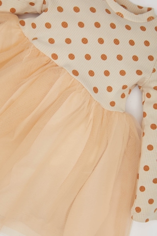 DeFacto Kız Bebek Çiçekli Uzun Kollu Tül Elbise D9573A525SPBG360 Bej