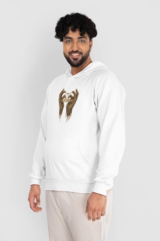 Oversize Unisex Sweatshirt - Kapüşonlu Özel Hoodie Beyaz