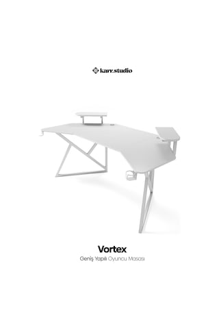 Vortex Kanatlı Oyuncu Masası Beyaz