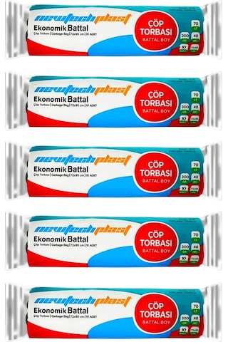 Newtechplast Battal Boy Çöp Torbası Mavi 300 G 5 x 10'lu 72 x 95 CM
