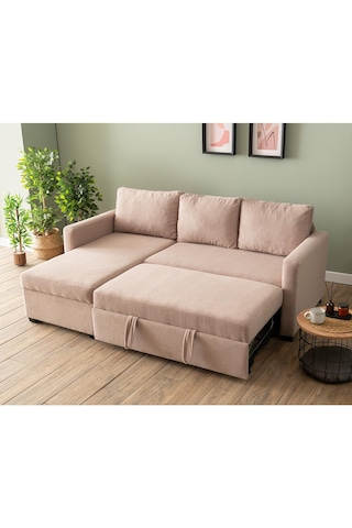 Pafu Kado Yataklı Köşe Koltuk Takımı - Bohem Vizon Vizon