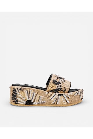 Steve Madden Decor-emb Blk Kadın Natural-black Topuklu Terlik Decor-emb Blk Bej