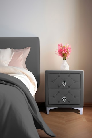 Ruby 2 Çekmeceli Komodin-silver Model Kapitoneli Yatak Odası Iki Çekmeceli Komodin&şifonyer Modeli Gri