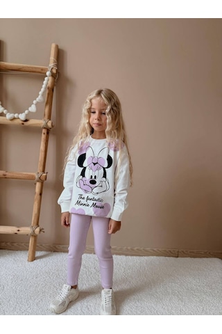 Miniko Kids Kız Çocuk Minnie Modelli Taytlı Takım Lila