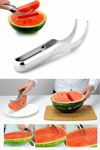 Morponi Pratik Kavun Karpuz Kesme Dilimleme Bıçağı Gri