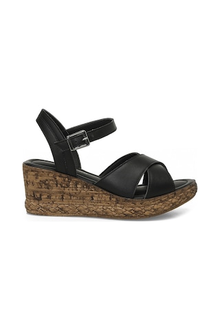 Polaris 327095.z Siyah Kadın Dolgu Topuk Sandalet 000000000102252462