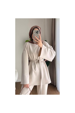 Unika Boutique Kadın Alt Üst İkili Tesettür Takım Krem
