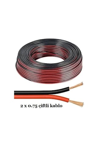 Çiftli Kablo Tesisat Hoparlör Kablosu 2 X 0.75 Elektrik Kablosu 5 Metre Fiyatıdır