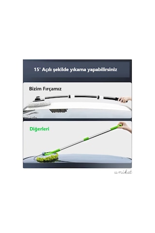 Ultra Yumuşak Premium Mikrofiber Ufak Makarna Başlıklı Teleskopik Araç Yıkama Mopu 1 Adet