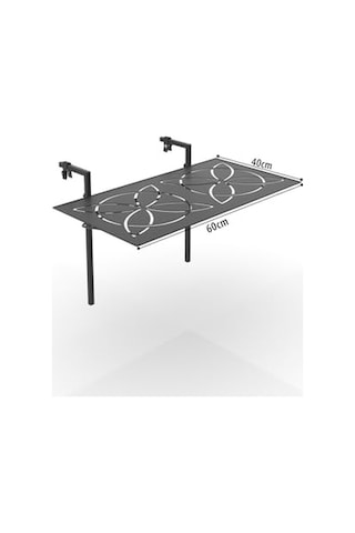 Lazer Kesim Katlanır Metal Balkon Masası Açık Ceviz