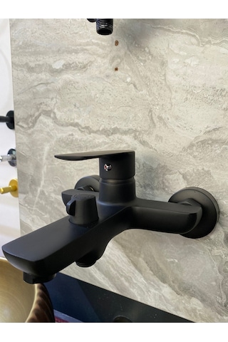İsaoğlu Yapı Siyah Duş Seti Ve Siyah Banyo Bataryası Vintage Model Komple Pirinç Siyah Robot Duş Siyah