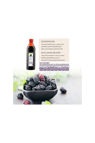 Lemonera Karadut Şurubu Karadut Aromalı Konsantre İçecek 1 L