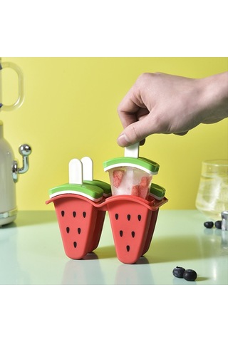 Gatherco Dondurma Popsicle Kalıbı Karpuz Şeklinde Buz Kalıpları Ev Yapımı Popsicle Aletleri Kendin Yap Buz Popsi Silikon Buz Kalıpları