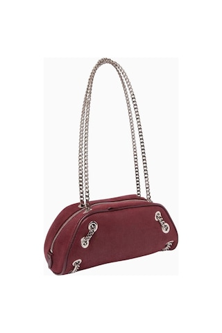 Stella Mccartney Shaggy Deer Vegan Deri Falabella, Zincir Detaylı Bowling Omuz Çantası Koyu Kırmızı