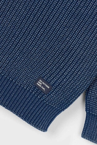 Erkek Çocuk Yıkama Efektli Reglan Kollu Triko Kazak - Mavi Beyaz