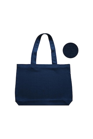 Keten Görünümlü Körüklü Kadın Kol Ve Omuz Çantası Lacivert-1409