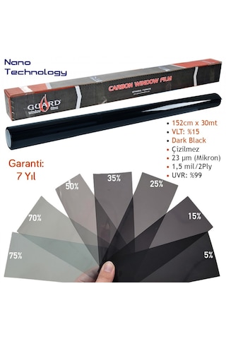 Guard Carbon Cam Filmi Vlt %15 Dark Black 152 Cm X 30 Mt Nano Teknoloji