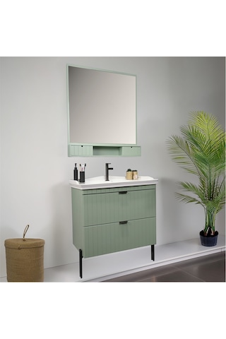 Kobos Noble 80 Cm Banyo Dolabı Seti Mint Yeşil