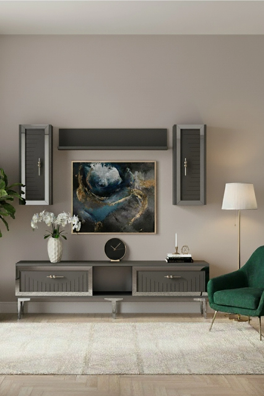 Tvr1501as - Tuna150 Tv Ünitesi Antrasit Sılver 150cm Antrasit Gümüş