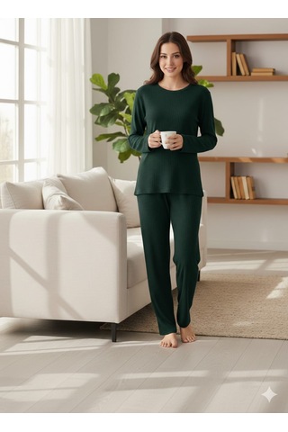 Sude Kadın Pijama Takımı Koyu Yeşil