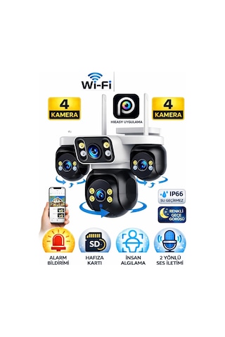 Esvısıon Es-5804 4k Ultra Hd 4 Kameralı Wifi Akıllı Güvenlik Kamera