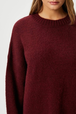 Ritnice Kadın Homy Yumuşacık Bisiklet Yaka Bordo Oversize Triko Kazak Bordo